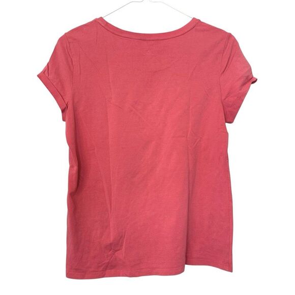 Style & Co. Embroidered Short Sleeve Cotton Blend T-shirt Salmon Petite Small - Picture 3 of 4